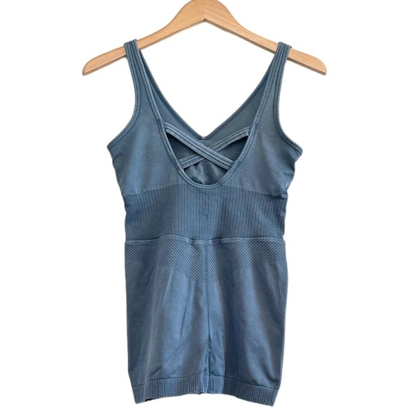 🌈 6/$60 JoyLab Seamless Shorts Bodysuit Onesie Unitard Blue Built In Bra Medium - Picture 2 of 4